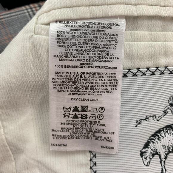 BLACK FLEECE Size 38 Grey Navy White Plaid Wool Notch Lapel Suit - Picture 7 of 11